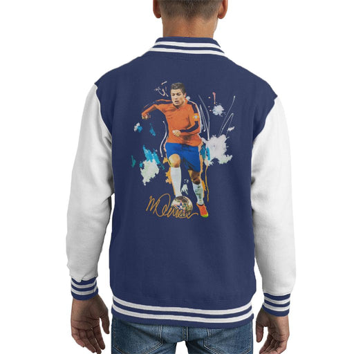 Sidney Maurer Original Portrait Of Football Star Cristiano Ronaldo Kid's Varsity Jacket