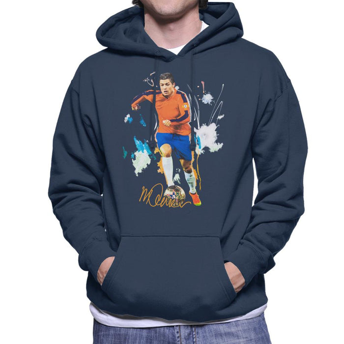 Sidney Maurer Original Portrait Of Football Star Cristiano Ronaldo Men's Hooded Sweatshirt