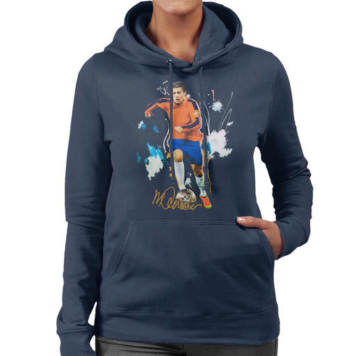 Sidney Maurer Original Portrait Of Football Star Cristiano Ronaldo Women's Hooded Sweatshirt