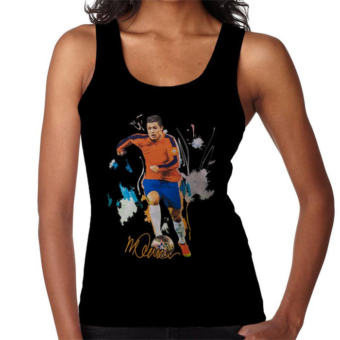 Sidney Maurer Original Portrait Of Football Star Cristiano Ronaldo Women's Vest