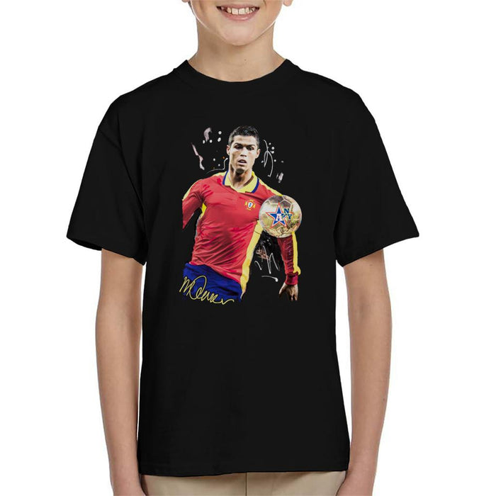 Sidney Maurer Original Portrait Of Portugal Striker Cristiano Ronaldo Kid's T-Shirt