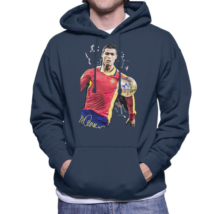 Sidney Maurer Original Portrait Of Portugal Striker Cristiano Ronaldo Men's Hooded Sweatshirt