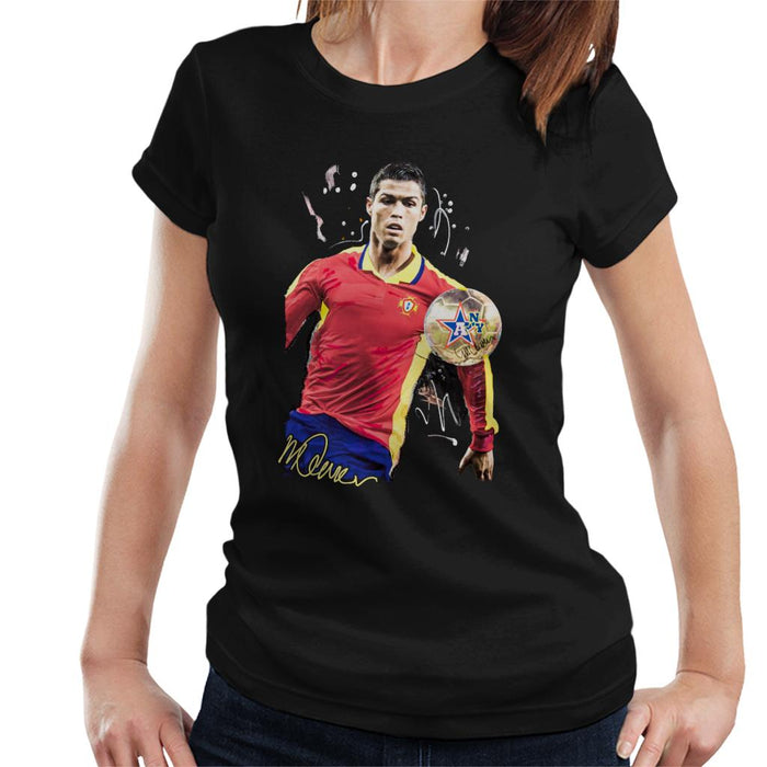 Sidney Maurer Original Portrait Of Portugal Striker Cristiano Ronaldo Women's T-Shirt