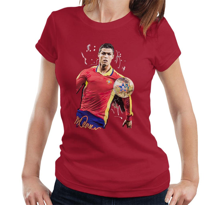 Sidney Maurer Original Portrait Of Portugal Striker Cristiano Ronaldo Women's T-Shirt