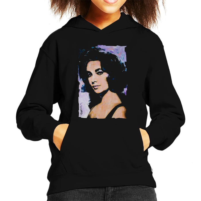 Sidney Maurer Original Portrait Of Actress Elizabeth Taylor Kid's Hooded Sweatshirt