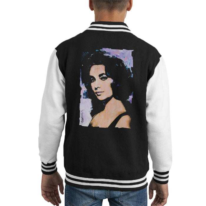 Sidney Maurer Original Portrait Of Actress Elizabeth Taylor Kid's Varsity Jacket