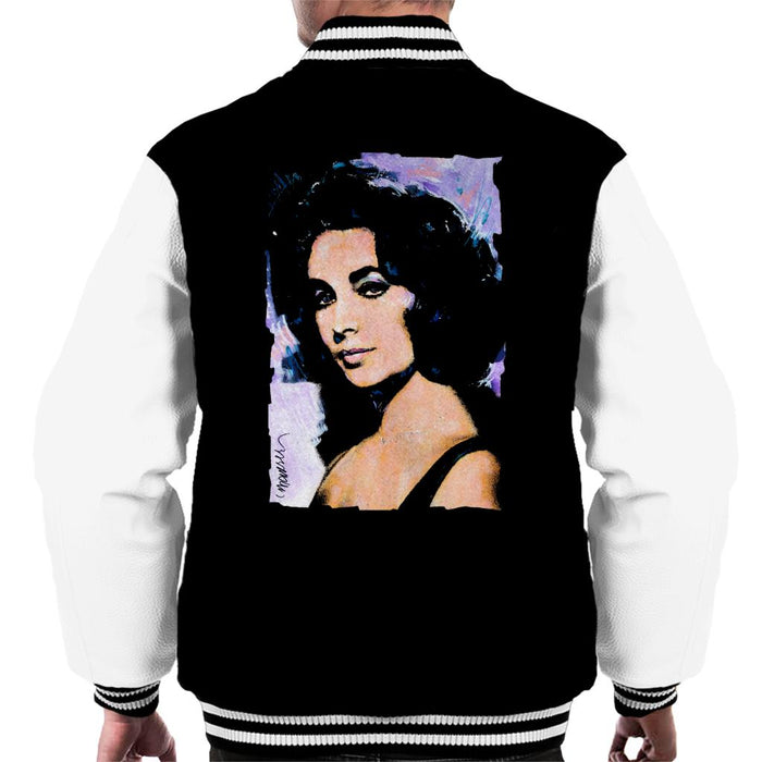 Sidney Maurer Original Portrait Of Actress Elizabeth Taylor Men's Varsity Jacket