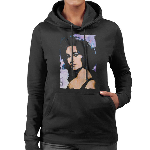 Sidney Maurer Original Portrait Of Actress Elizabeth Taylor Women's Hooded Sweatshirt