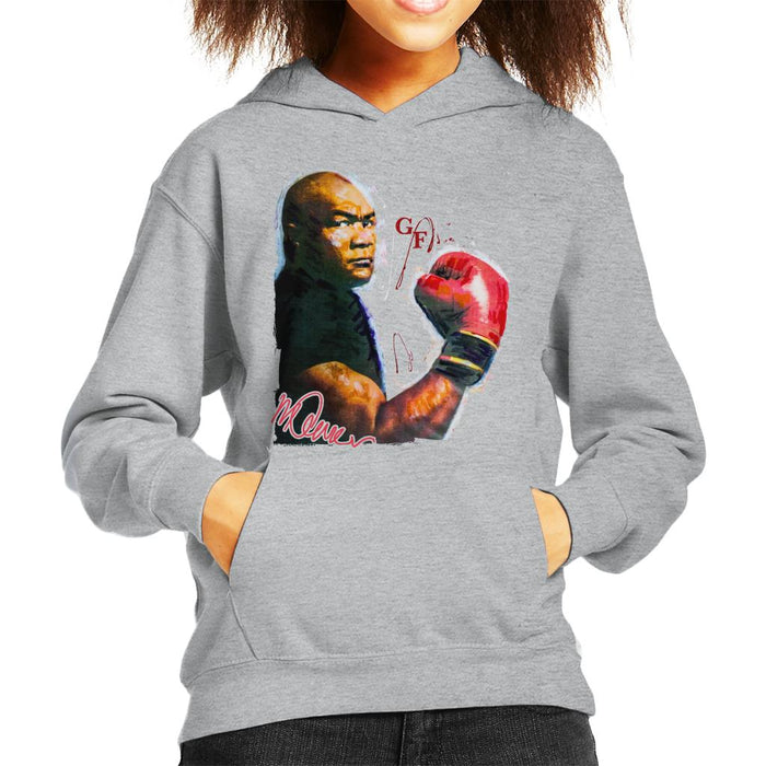 Sidney Maurer Original Portrait Of Boxer George Foreman Kid's Hooded Sweatshirt