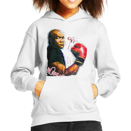 Sidney Maurer Original Portrait Of Boxer George Foreman Kid's Hooded Sweatshirt