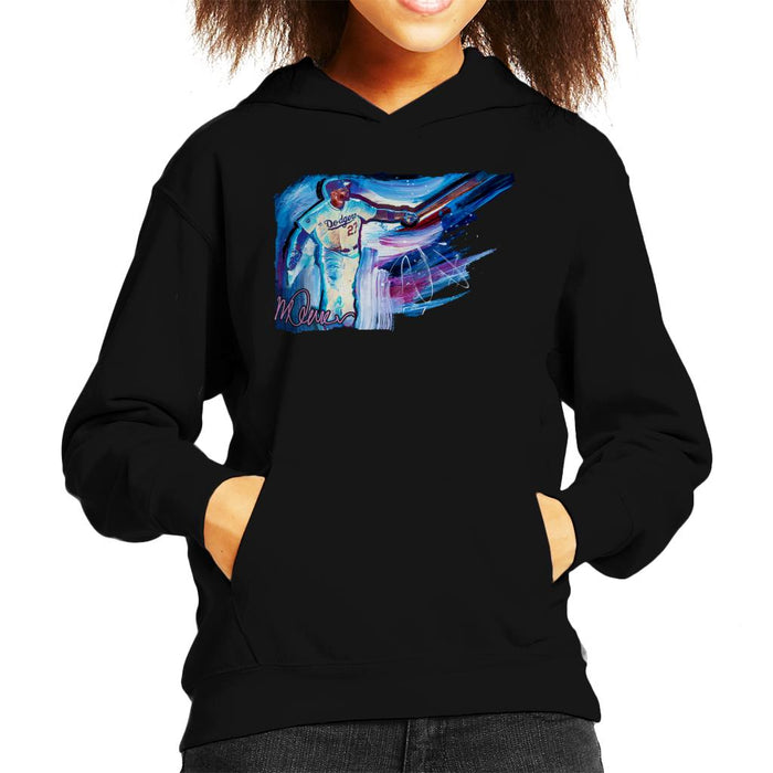 Sidney Maurer Original Portrait Of Dodgers Star Matt Kemp Kid's Hooded Sweatshirt
