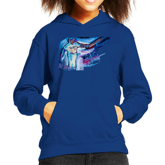 Sidney Maurer Original Portrait Of Dodgers Star Matt Kemp Kid's Hooded Sweatshirt