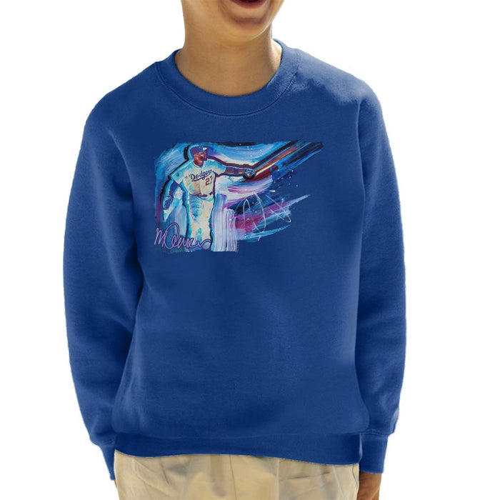 Sidney Maurer Original Portrait Of Dodgers Star Matt Kemp Kid's Sweatshirt