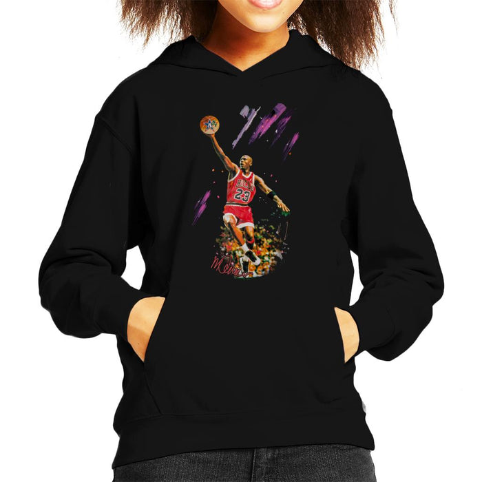 Sidney Maurer Original Portrait Of Bulls Star Michael Jordan Kid's Hooded Sweatshirt