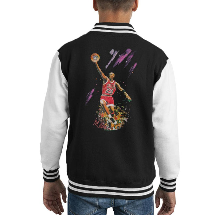 Sidney Maurer Original Portrait Of Bulls Star Michael Jordan Kid's Varsity Jacket