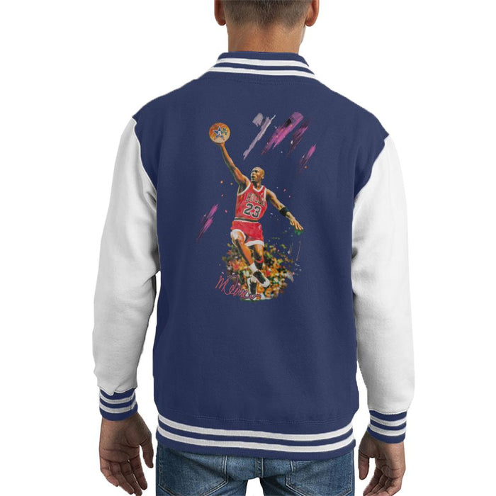 Sidney Maurer Original Portrait Of Bulls Star Michael Jordan Kid's Varsity Jacket