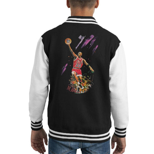 Sidney Maurer Original Portrait Of Bulls Star Michael Jordan Kid's Varsity Jacket
