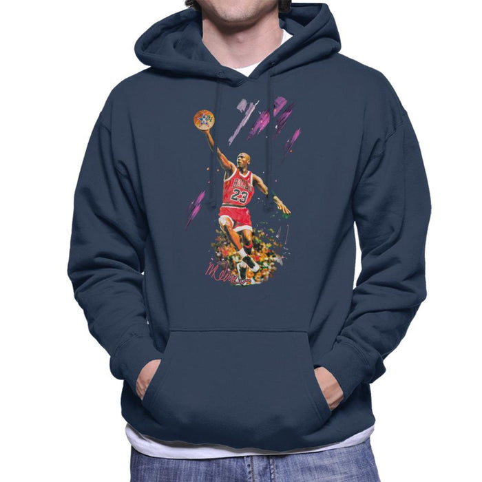 Sidney Maurer Original Portrait Of Bulls Star Michael Jordan Men's Hooded Sweatshirt