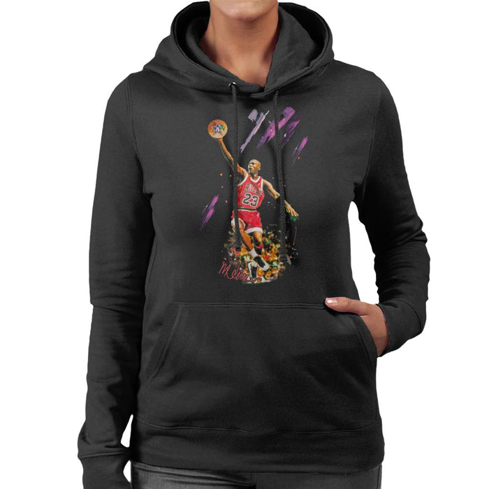 Sidney Maurer Original Portrait Of Bulls Star Michael Jordan Women's Hooded Sweatshirt