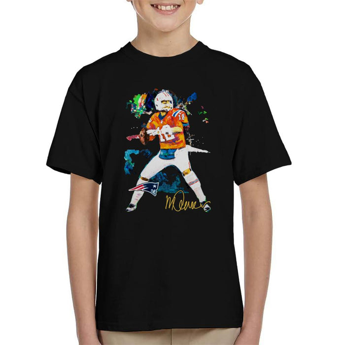 Sidney Maurer Original Portrait Of Patriots Star Tom Brady Kid's T-Shirt