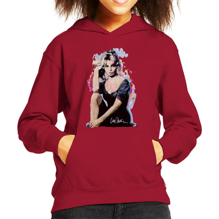 Sidney Maurer Original Portrait Of Actress Brigitte Bardot Kid's Hooded Sweatshirt