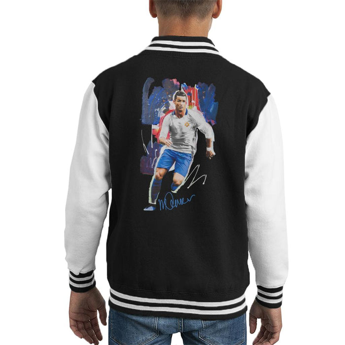 Sidney Maurer Original Portrait Of Striker Cristiano Ronaldo Kid's Varsity Jacket