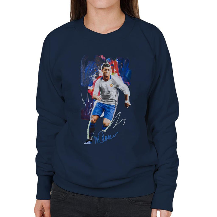 Sidney Maurer Original Portrait Of Striker Cristiano Ronaldo Women's Sweatshirt