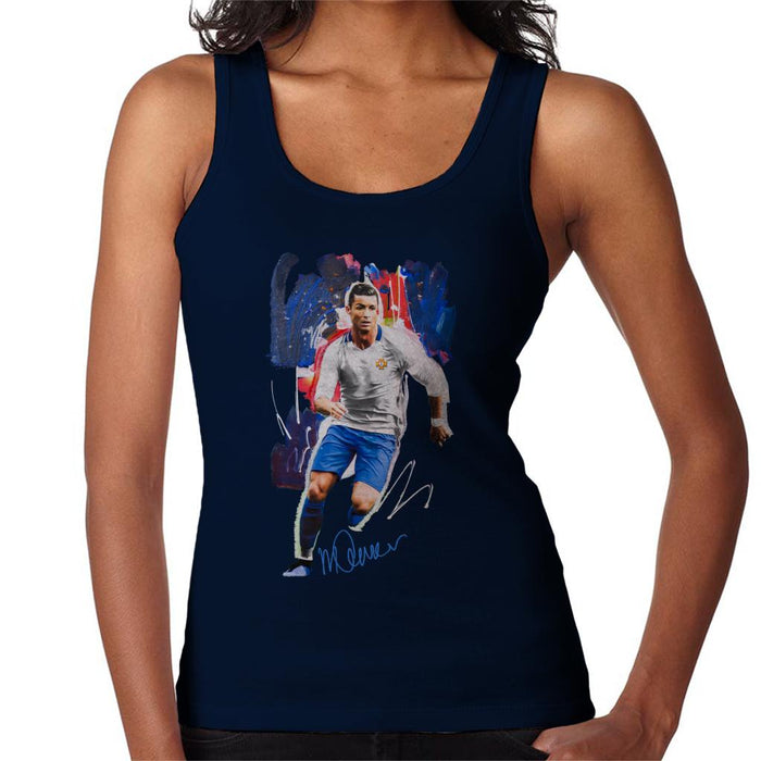 Sidney Maurer Original Portrait Of Striker Cristiano Ronaldo Women's Vest