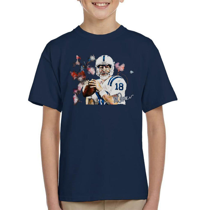 Sidney Maurer Original Portrait Of Star Quarterback Peyton Manning Kid's T-Shirt