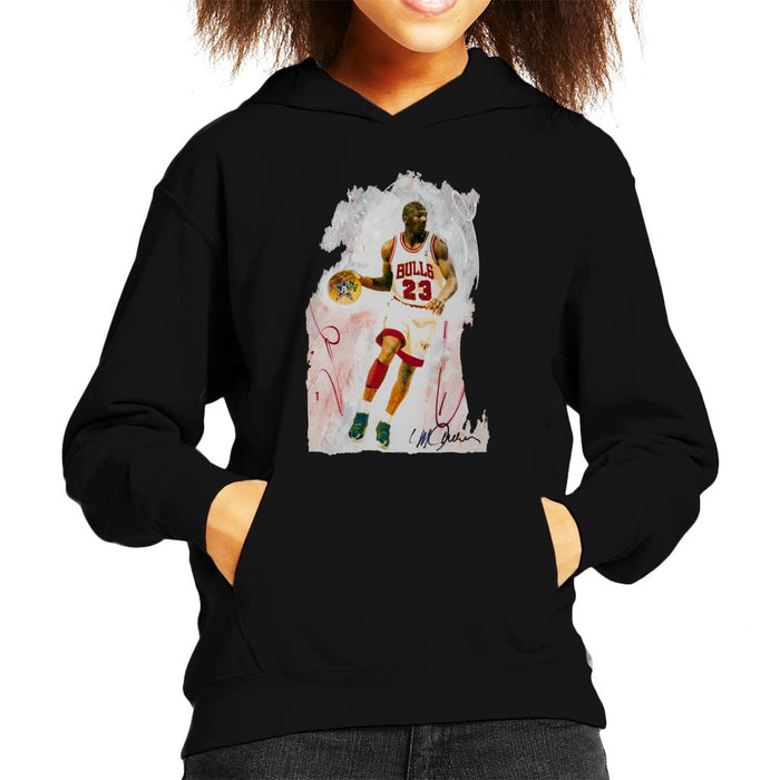 Sidney Maurer Original Portrait Of Basketball Star Michael Jordan Kid's Hooded Sweatshirt