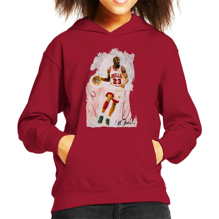 Sidney Maurer Original Portrait Of Basketball Star Michael Jordan Kid's Hooded Sweatshirt