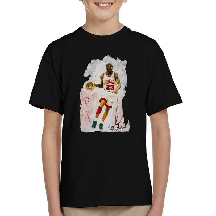 Sidney Maurer Original Portrait Of Basketball Star Michael Jordan Kid's T-Shirt