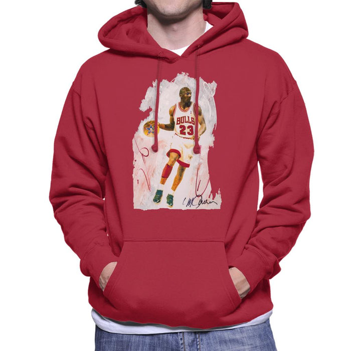 Sidney Maurer Original Portrait Of Basketball Star Michael Jordan Men's Hooded Sweatshirt