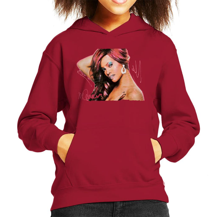 Sidney Maurer Original Portrait Of Rihanna Drop Earrings Kid's Hooded Sweatshirt