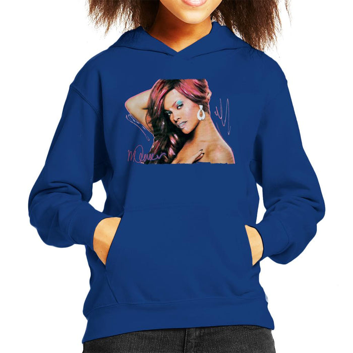 Sidney Maurer Original Portrait Of Rihanna Drop Earrings Kid's Hooded Sweatshirt
