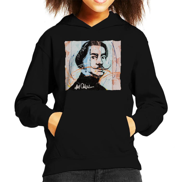 Sidney Maurer Original Portrait Of Spanish Artist Salvador Dali Kid's Hooded Sweatshirt