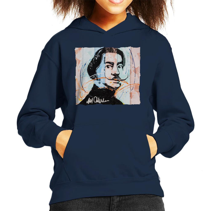 Sidney Maurer Original Portrait Of Spanish Artist Salvador Dali Kid's Hooded Sweatshirt