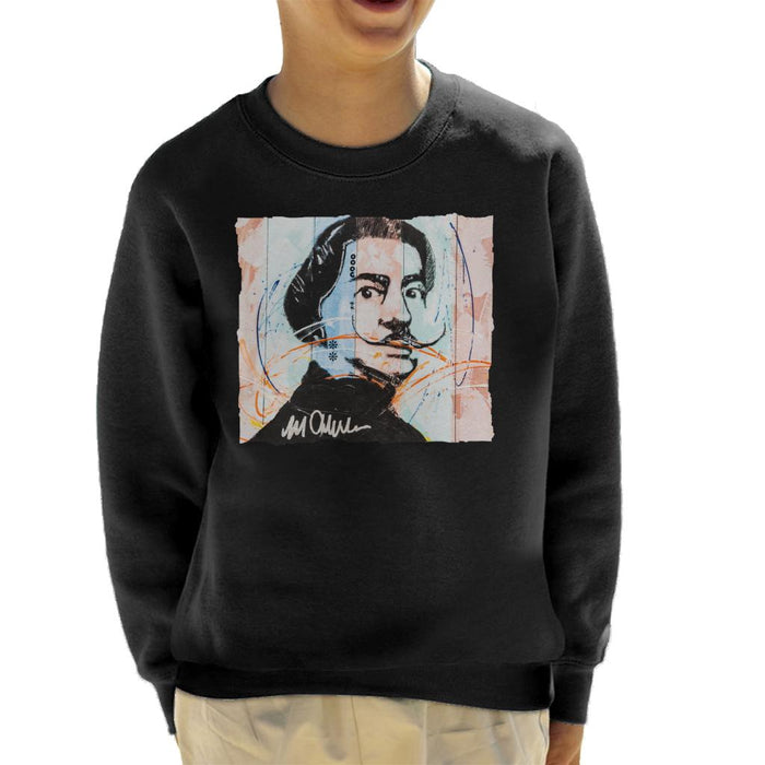 Sidney Maurer Original Portrait Of Spanish Artist Salvador Dali Kid's Sweatshirt
