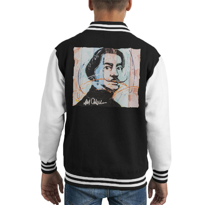 Sidney Maurer Original Portrait Of Spanish Artist Salvador Dali Kid's Varsity Jacket
