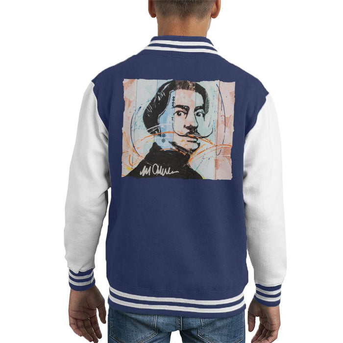 Sidney Maurer Original Portrait Of Spanish Artist Salvador Dali Kid's Varsity Jacket