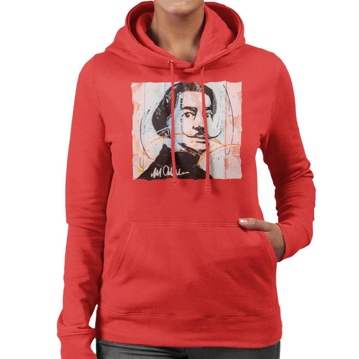 Sidney Maurer Original Portrait Of Spanish Artist Salvador Dali Women's Hooded Sweatshirt