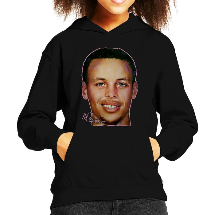 Sidney Maurer Original Portrait Of Stephen Curry Kid's Hooded Sweatshirt