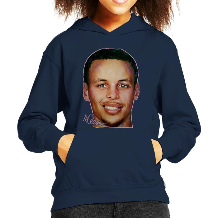 Sidney Maurer Original Portrait Of Stephen Curry Kid's Hooded Sweatshirt