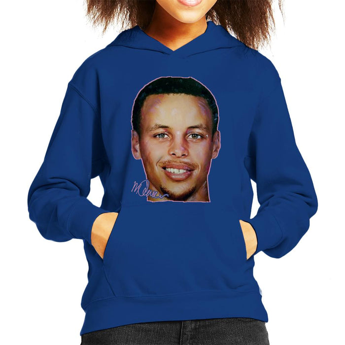 Sidney Maurer Original Portrait Of Stephen Curry Kid's Hooded Sweatshirt