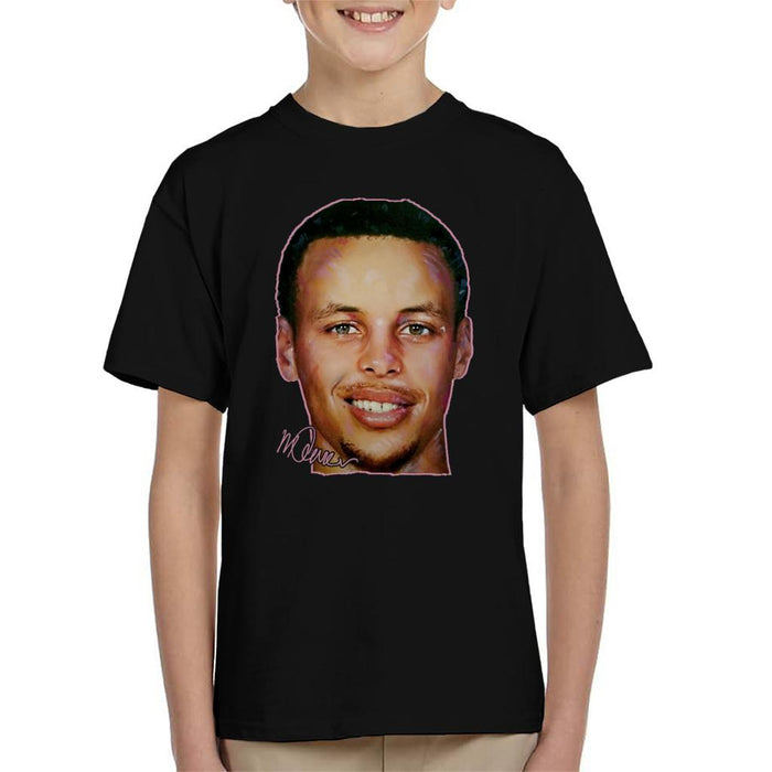 Sidney Maurer Original Portrait Of Stephen Curry Kid's T-Shirt
