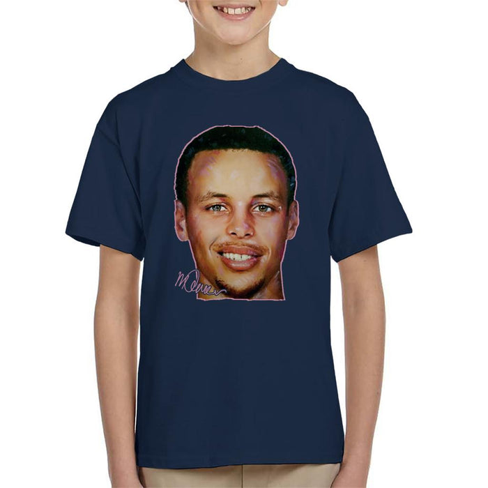 Sidney Maurer Original Portrait Of Stephen Curry Kid's T-Shirt