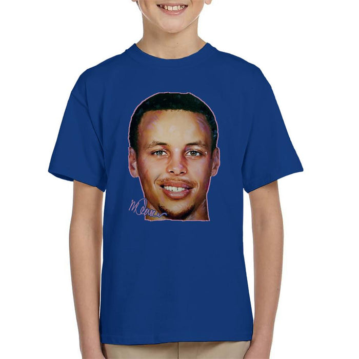 Sidney Maurer Original Portrait Of Stephen Curry Kid's T-Shirt