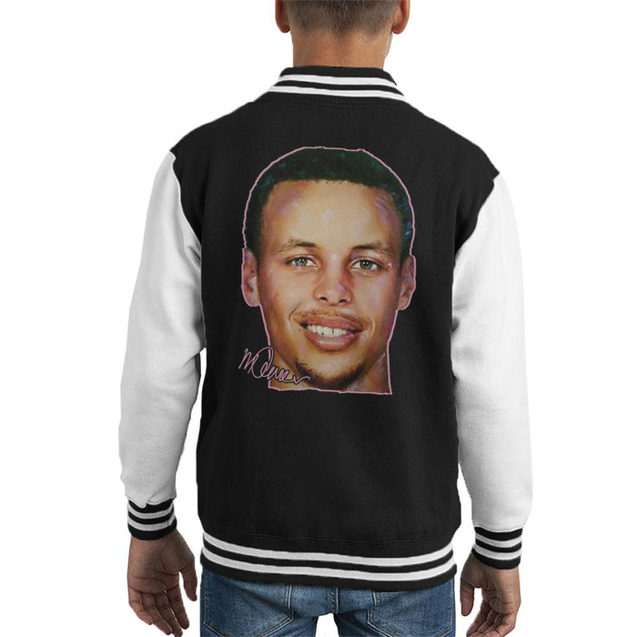 Sidney Maurer Original Portrait Of Stephen Curry Kid's Varsity Jacket
