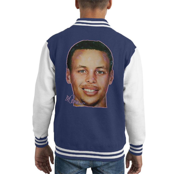 Sidney Maurer Original Portrait Of Stephen Curry Kid's Varsity Jacket