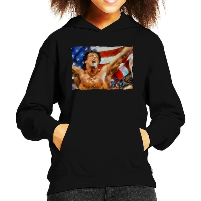 Sidney Maurer Original Portrait Of Sylvester Stallone As Rocky Kid's Hooded Sweatshirt